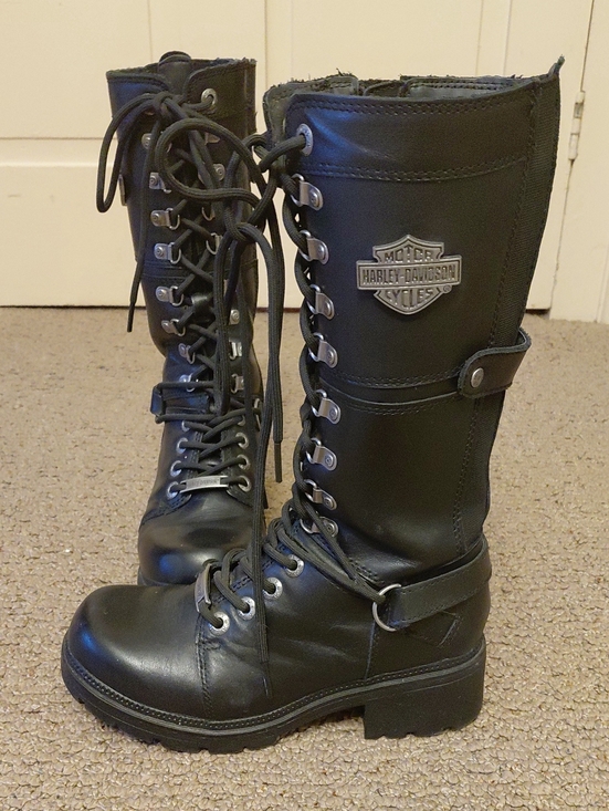 Harley-Davidson Shoes - HARLEY DAVIDSON Knee High Black Leather Boots Size 5.5